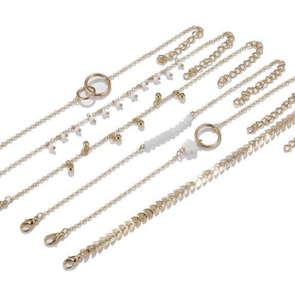 Boho Festival Gypsy Gold Multi-Strand Bracelet Set - Picture 4 of 7